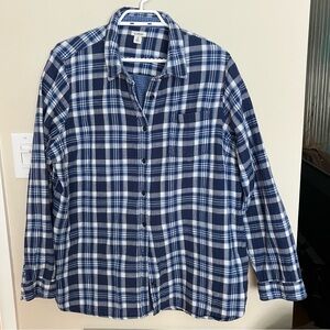 L.L. Bean Blue Plaid Button Down Shirt